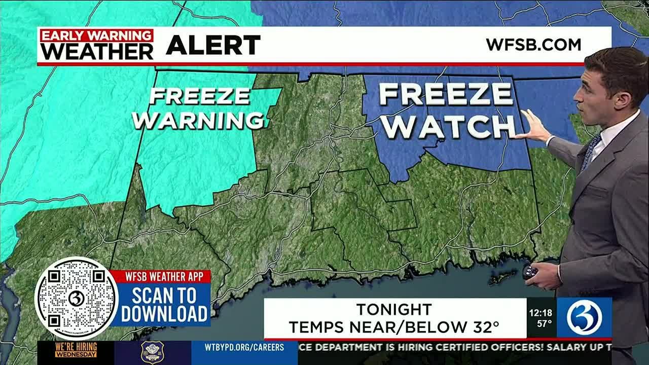 FORECAST: A freeze warning for part of CT tonight! - YouTube