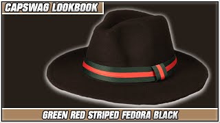 Black Wide Brim Green Red Stripe Fedora | Men's Wide Brim Black Fedora | Black Cotton Men's Fedora