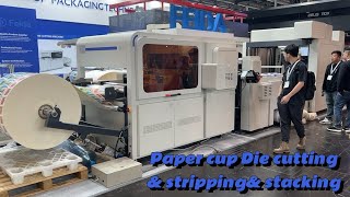 Paper Cup Die Cutting- Stripping- Stacking Machine Inline In One Machine