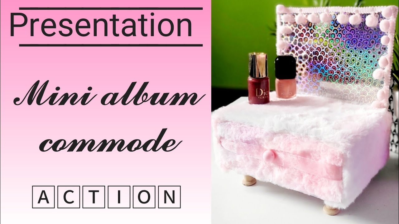 PRESENTATION MINI ALBUM DANS SA BOITE * Version commode girly * Matériel action * Chat Scrap *