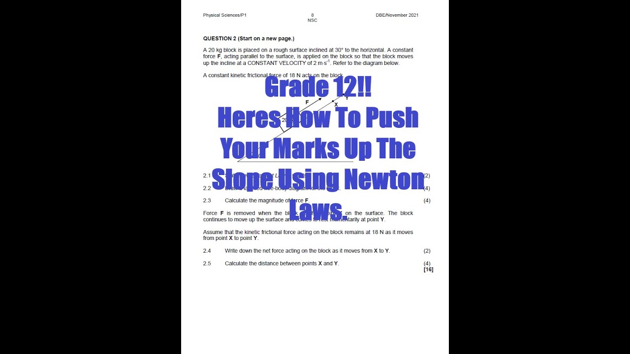 Matric/Grade 12 Physics Past Paper 2021 Question 2 Newtons Laws ...