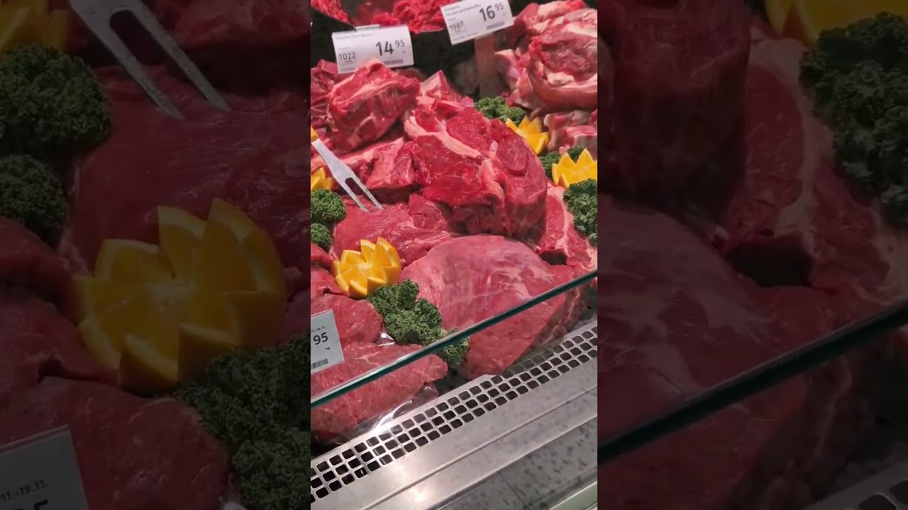 Fresh, Quality meat in Finland supermarket, K-market. Moose, pork and beef.