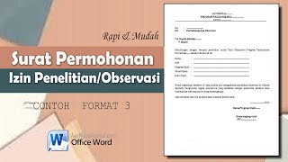 Surat Permohonan Izin Penelitian || Format 3