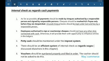 Internal Check for Cash receipts payment | B.com  classes| 6th Semester | Unit 3 | Planning of Audit