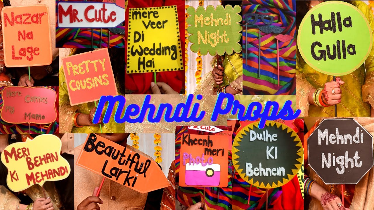 Zyozi 27 Pcs Mehandi Props For Photoshoot ,Marriage Props for Wedding,Haldi  Props for Bride and