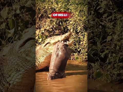 The Biggest Mistake A Crocodile Can Make! ❌ #hippo #animalkingdom #shorts