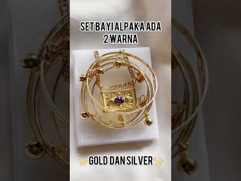 Set Perhiasan 3 Bulanan Bayi Alpaka Lapis Gold dan Silver Bali