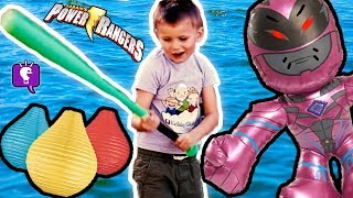 power ranger plushy battles for giant surprise toy eggs with hobbykids