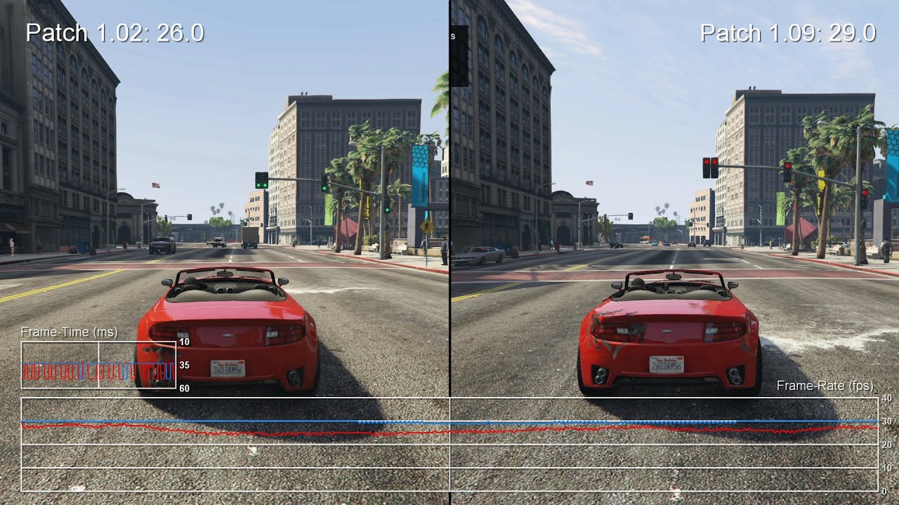 Grand Theft Auto 5: PS4 Frame-Rate Test - Patch 1.02 vs 1.09 - YouTube