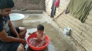 Cute Baby Girl Taking Bath And Enjoying Water Tup Yashaswi Playing In Tup