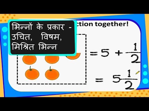 Maths -   भिन्नों के प्रकार -  उचित,  विषम और मिश्रित भिन्न  Types of fractions - Hindi