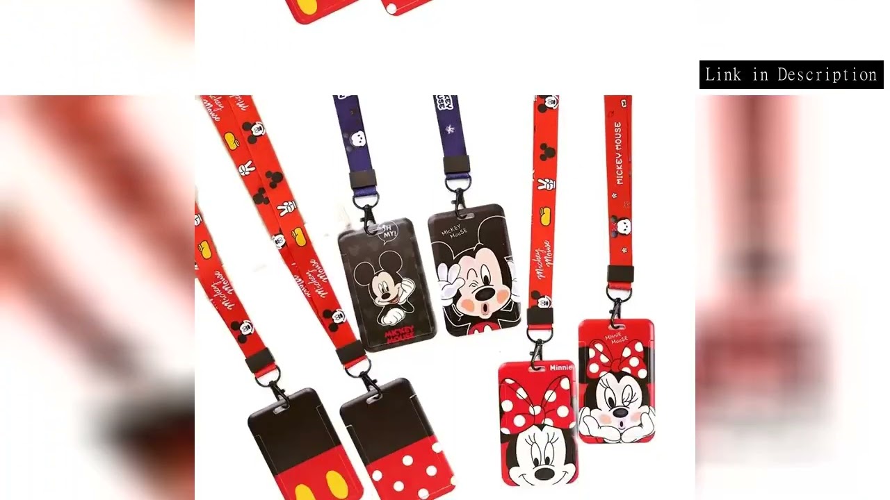 Disney Mickey ID Card Holders Lanyards Girls Door Card Case Hanging Rope Badge Holder Neck Strap Bus