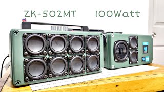 ลำโพง HK 2 นิ้ว 8 ดอก ใช้แอมป์จิ๋ว ZK-502MT 100Watt แบตสว่านไฟฟ้า กล่องกันน้ำ