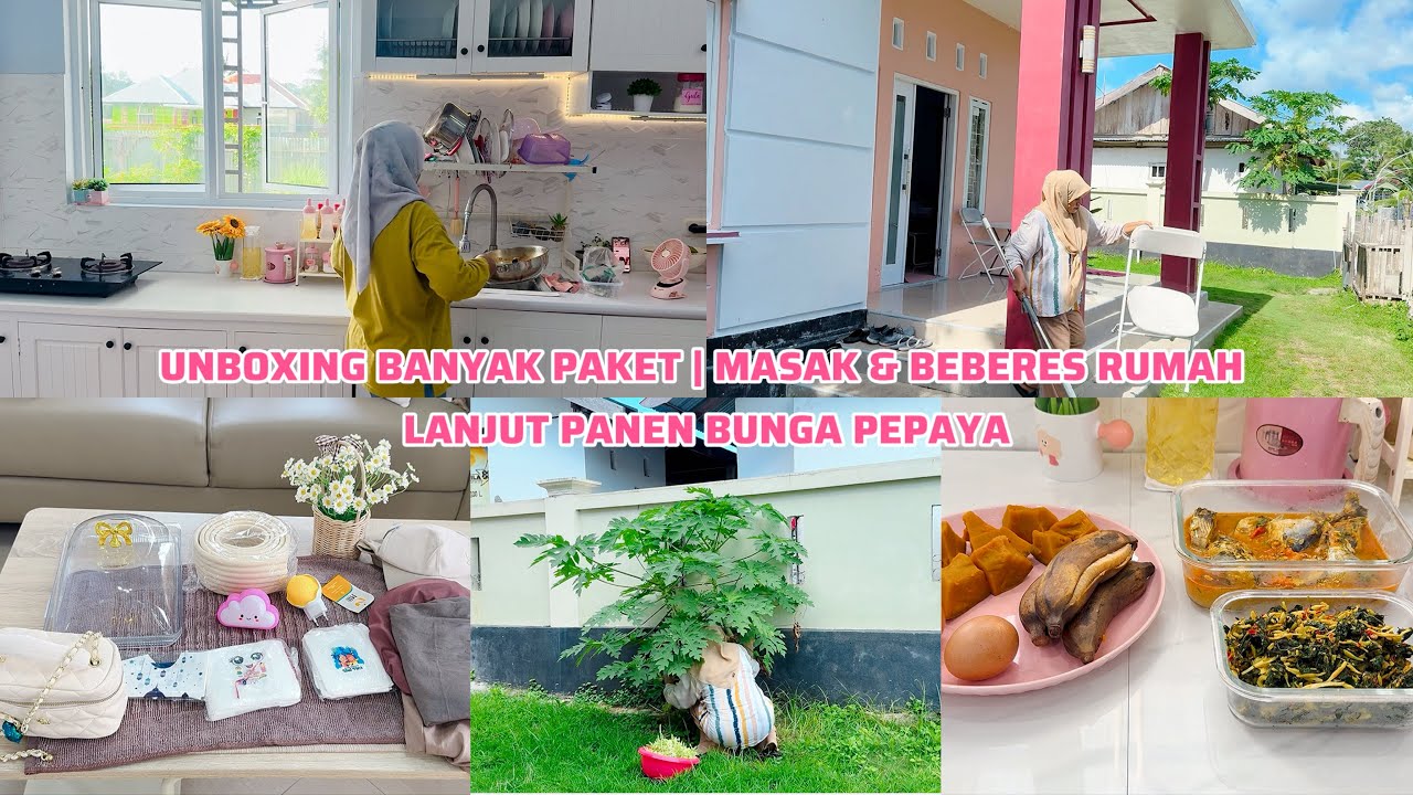 UNBOXING BANYAK PAKET | MASAK & BEBERES LANJUT PANEN BUNGA PEPAYA