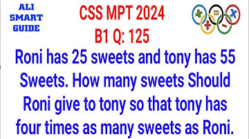 Css mpt 2024 math section solved batch 1 #cssmpt #basicmaths question no 125