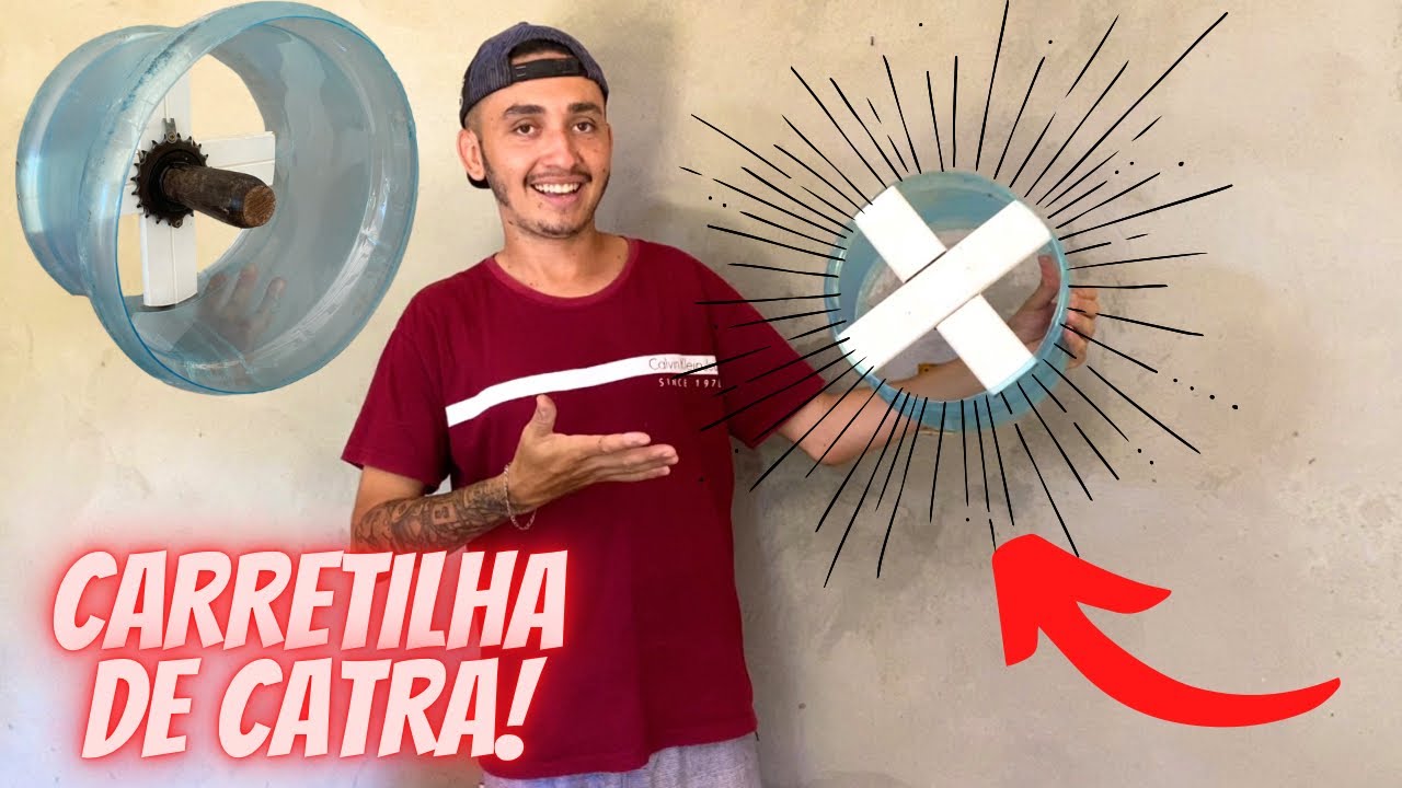 FIZ UMA CARRETILHA DE CATRACA COM GALÃO DE ÁGUA/- como fazer carretilha fácil!!!