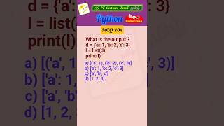 Python MCQ 104 - dict, Test Your Skills #python #pythonprogramming #pythoninterview#shorts#trending