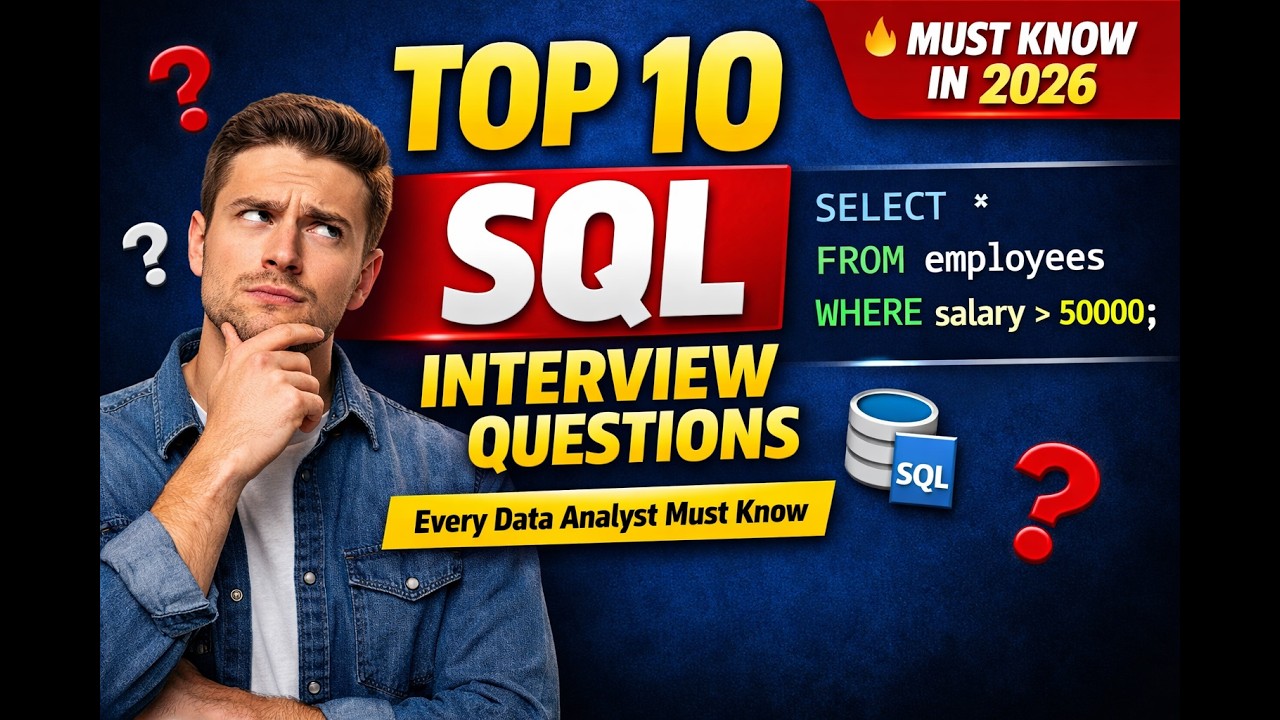 Data Analyst Sql Questions Top 10 SQL Interview Questions for Data Analysts (2026) - YouTube