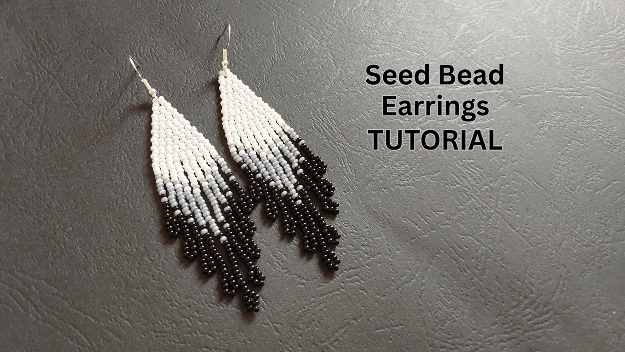 Double brick Stitch Beaded Earrings with Bead Fringes Tutorial for beginners