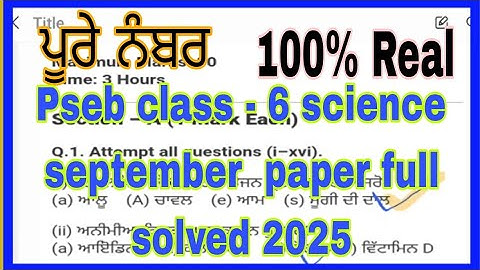Pseb class - 6 science september rer paper full solved 2025