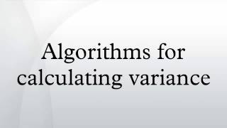 Algorithms for calculating variance