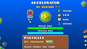 ACCELERATOR 100% (Medium Demon) by: Rustere. Geometry Dash 2.206