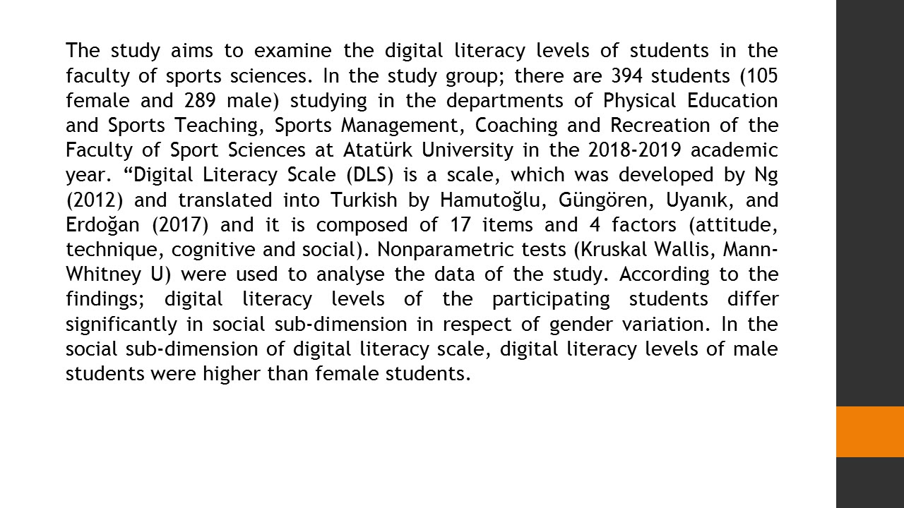 An Analysis on Digital Literacy Level of Faculty of Sports Science ...