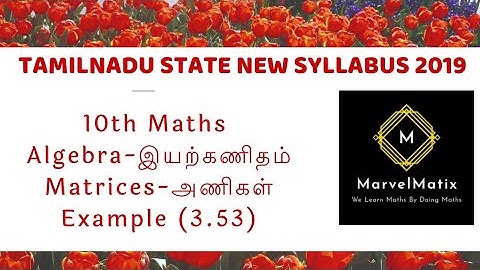 10th Maths Algebra in Tamil Matrices Example 3.53 அணிகள் எடுத்துக்காட்டு 3.53 tnscert new syllabus