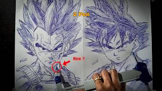 I Drew Goku &amp; Vegeta Using ONLY 2 Pens ft.dragon Ball z