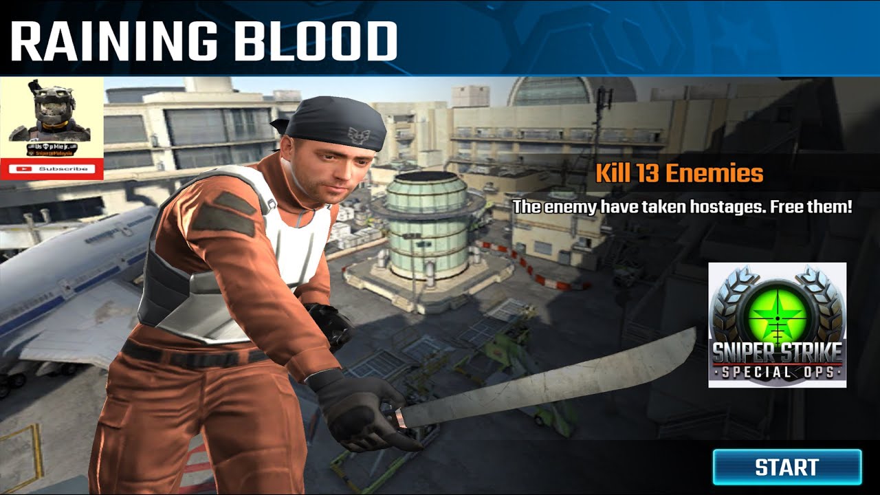 Zone 10 Airport Rifle mission #32 Raining blood, sniper strike : special ops ( iOS & Android )