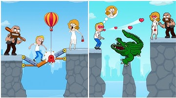Cross the dangerous bridge | Love Rescue: Bridge Puzzle