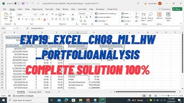 Exp19_Excel_Ch08_ML1_Portfolio_Analysis | Excel Chapter 8 Mid-Level 1 - Portfolio Analysis