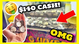 $140 CASH Inside This ARCADE Coin Pusher! 🤯| COIN PUSHER |