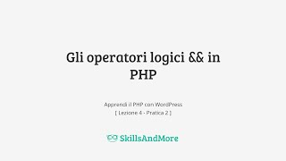 Gli operatori logici && in PHP