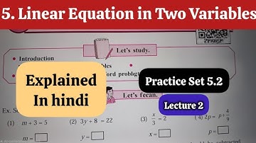 9th Std - Maths 1 - Chapter 5 Linear Equation in Two Variables Practice Set 5.2 - Lecture 2