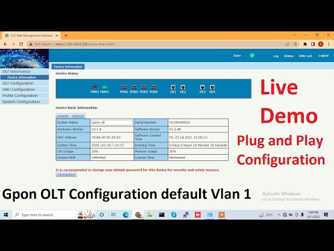 GPON 4 port OLT configuration Plug and Play mode| Gpon OLT Configuration default Vlan 1 | Live Demo