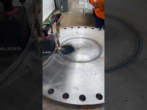 Center Cut in Massive Pipe Flange
