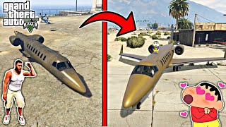 Shinchan & Franklin Repaired Garbage To Gold Plane in GTA 5 | Shinchan Find Destroyed Gold Plane