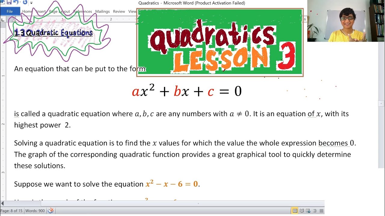 Quadratics - Lesson 3/7 (Quadratic Equations) - YouTube