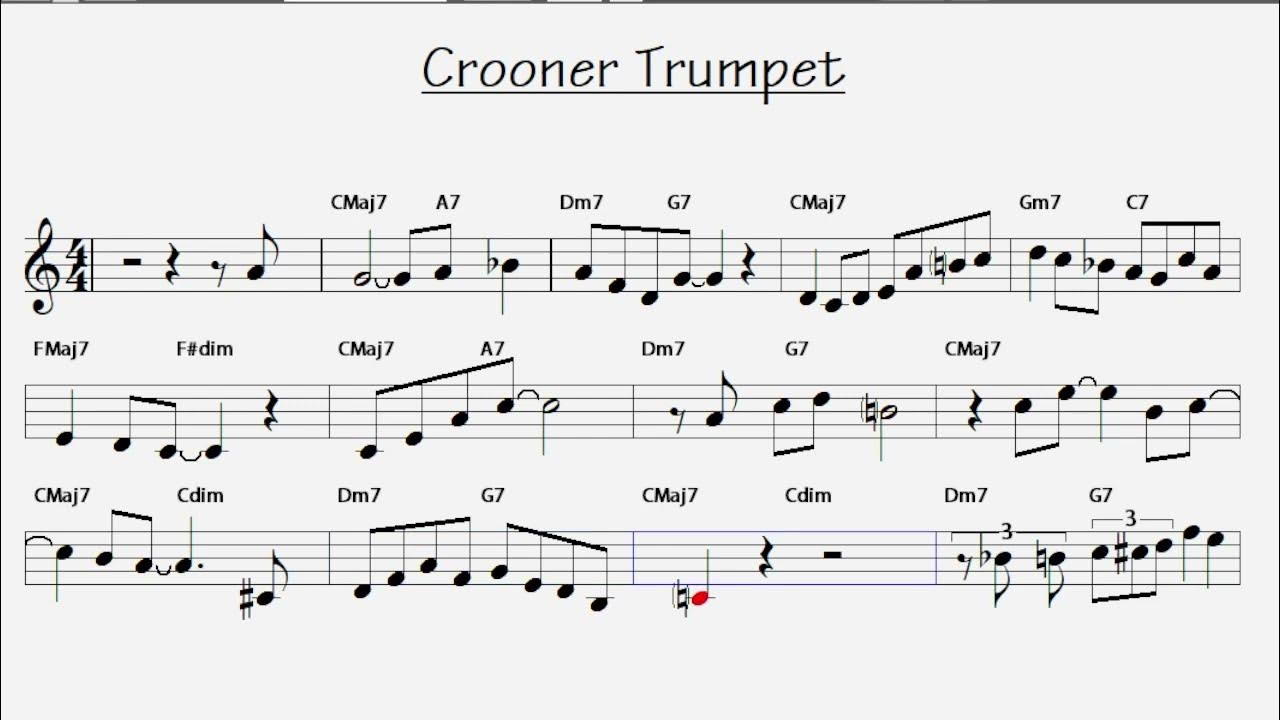 "Crooner Trumpet" Trumpet jazz Improvisation lesson Beginner Level Score YouTube