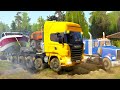 AMAZING LONG TRAILER DRIVING SKILLS | SPINTIRES MUDRUNNER NEW EP186