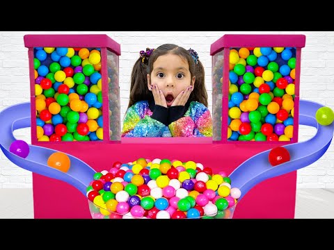 Gumball Machine Toy Adventure: Ellie and Alex's Fun Challenges for Gumballs & Lesson on Moderation