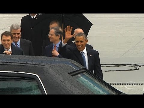 Obama Arrives In Brussels For G7 Meeting | RAW VIDEO