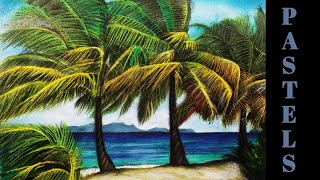 Soft Pastels pencil drawing Vol 57 Palm trees Painting ART AND TECHNIQUES Artist Kamaal Ahmad screenshot 1