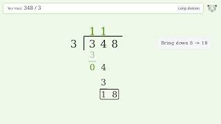 Long Division Problem 348/3: Step-by-Step Video Solution