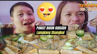 Pancit Bihon Guisado & Lumpiang Shanghai Mukbang AJACK IN TANDEM #mukbang #pinoyfood #pancitguisado