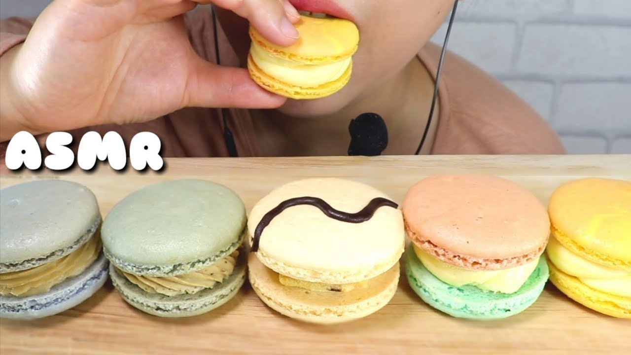 ASMR Macaroon 마카롱 리얼사운드 먹방 ขนมแมคะรูน マカロン eating sound mukbang