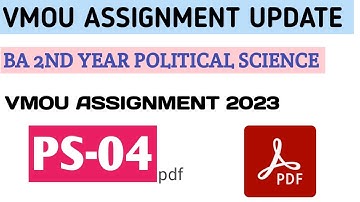 VMOU ASSIGNMENT 2022 23 VMOU ASSIGNMENT BA 2nd YEAR political science PS-04|ASSIGNMENT SOLUTION 2023