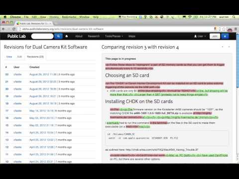 Public Lab Alpha site wiki revisions interface | Public Lab