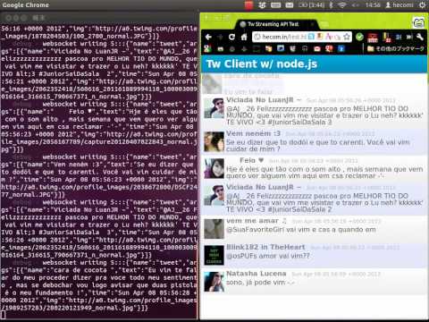 Twitter Streaming API + node.js による Twitter クライアントのテスト